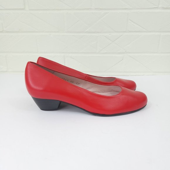 Zeddea Red Sheep Leather Bienvenida Round Toe Block Heel Cabin Shoes Comfort 6 - Picture 2 of 11